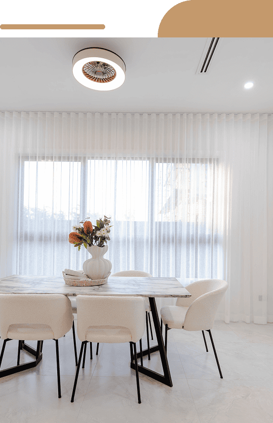 Bright dining room with natural light